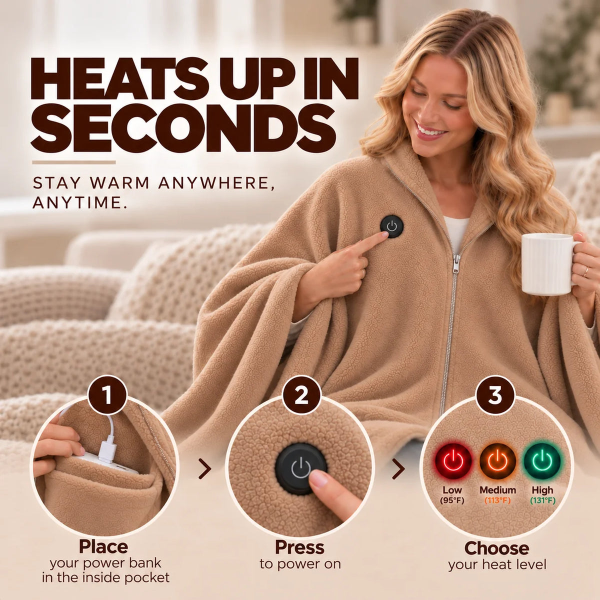 Cozyelle Portable Heated Blanket